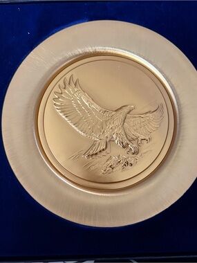 VTG 1979 House of Goebel 24K Gold On Copper Eagle Plate Box Paperwork Granget